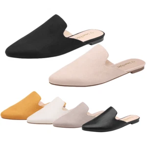 Women Slip On Mule Shoes Pointed Toe Backless Flats Loafer Shoes Dress Shoes - Picture 1 of 31