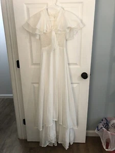 Maxi vestido de festival de boda vintage años 70 Jody T of California blanco ajustado - Imagen 1 de 5