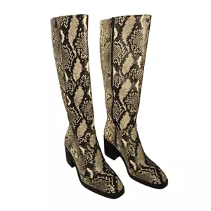 Crown Vintage Womens size 9 Knee High Snakeskin Boots Festival Boho Desert Indie - Picture 1 of 12