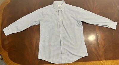 Brooks Brothers Men's Regent Shirt 16/32 (tag 16.5/33) Blue Grid Pattern NonIron - Image 1 of 4