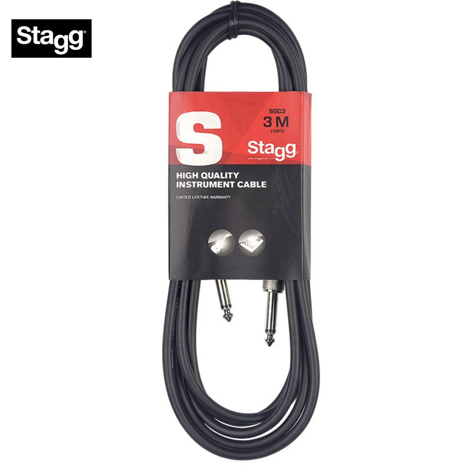 Stagg SGC3 10 Foot Instrument Cable Guitar Unbalanced
