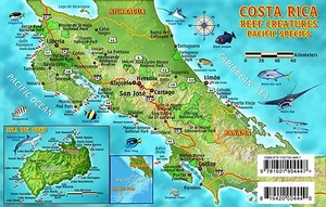 Costa Rica Dive Map & Pacific Reef Creatures Waterproof Fish Card by Franko Maps - Imagen 1 de 2