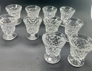Juice Fostoria American #2056 Cubist Clear Glass round Foot 3.5” set of 10 - Picture 1 of 9