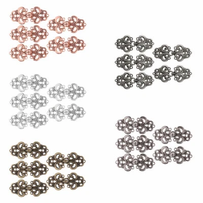 5 Pairs Swirl Flower Cape Cloak Clasp Fasteners Sew On Hooks&Eyes Clip AU - Image 1 of 4