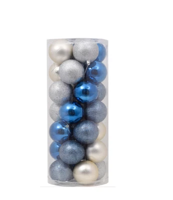 28 Palle a sfera palline cm 8 per decorazione albero di natale blu e argento  ad - Immagine 1 di 2