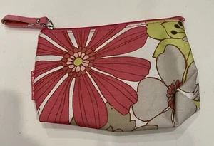 "Bolsa de maquillaje cosmético Clinique pequeña bolsa de diseño floral correa con cremallera 6"" X 4""" - Imagen 1 de 3