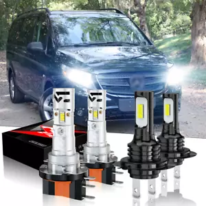 For Mercedes-Benz Metris 2016-2023 4PCS H15 H7 LED Headlight Bulbs Kit High Low - Picture 1 of 13