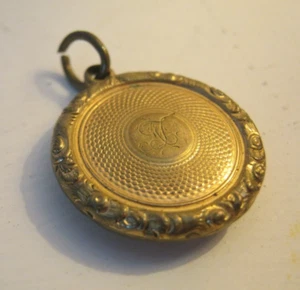 Antike vergoldete Metall Taschenuhr Anhänger Miniatur Bilderrahmen für Albert Kette - Bild 1 von 3