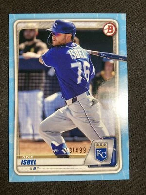 2020 Bowman Draft Kyle Isbel Sky Blue Paper Parallel #/499 BD-182 - Image 1 of 2