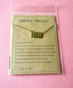 SWIFTIE FOREVER Taylor Swift Antique Gold Necklace RED Pendant 17" New - Picture 1 of 1