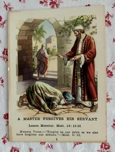 Vintage 1930 Sunday School Master & Servant Picture Story Card Standard Pub. Co. - Picture 1 of 2