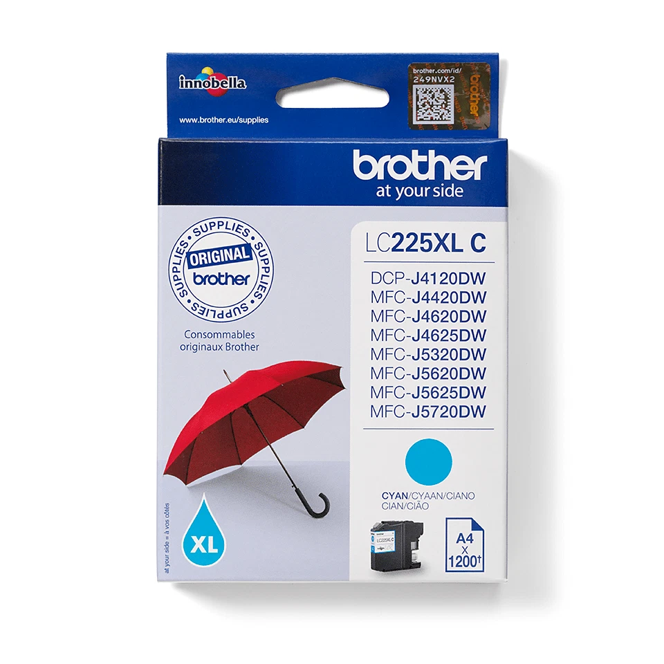 Brother LC225XL cartouche d'encre Cyan authentique (TVA incluse) - Photo 1/1