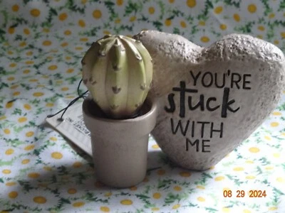 NEW BLOSSOM BUCKET "YOU'RE STUCK WITH ME" CACTUS AND HEART BOULDER - Image 1 of 4