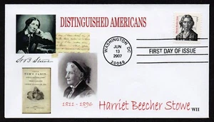 USA, SCOTT # 3430, WII FDC COVER DISTINGUISHED AUTHOR HARRIET BEECHER STOWE 2007 - Picture 1 of 1