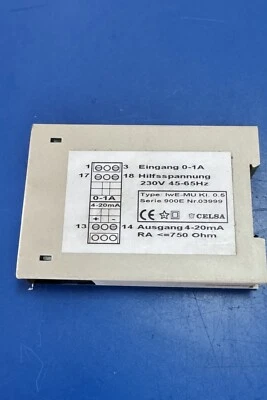 Transductor de corriente CELSA IWE-MU - Entrada 0-1A, Salida 4-20mA, Fuente de CA de 230V Foto 1 de 3