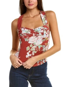Free People Ginger Snap Size Small Brown Cinnamon Combo Floral Crossback Top NWT - Picture 1 of 11
