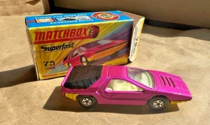 Matchbox Superfast 1-75 No 75 Alfa Carabo Magenta Pink Yellow Near Mint I Box - Picture 1 of 3
