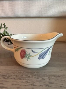 Lenox Chinastone Poppies On Blue Gravy / Sauce Boat/ Creamer 3.5”H Made In USA - Picture 1 of 7