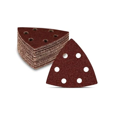 Triángulos de lijado Delta │120 unidades │ 6 agujeros │ 93 x 93 x 93 mm │ 20 x grano 40 cada uno... Foto 1 de 4