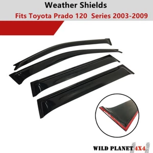 Weather shields for Toyota Prado 120 Series 2003-09 Window Visor Tinted Black - Picture 1 of 6