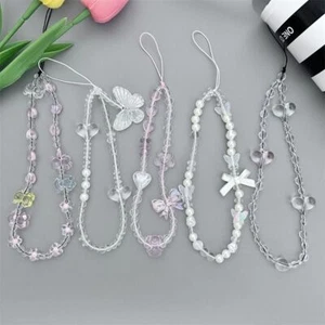 Anti-lost Pearl Bowknot Phone Lanyard Phone Chain Wrist Strap for Women Girls - Photo 1 sur 16