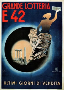 Gran Lotería E42 1942 Anuncio Italiano Vintage Estampado en Lona Giclee 14x20 - Imagen 1 de 3