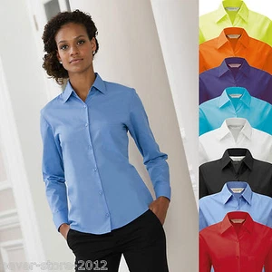 Blusa de mujer manga larga popeline camisa talla grande fácil de cuidar clásica 34-48 XS-4XL - Imagen 1 de 10
