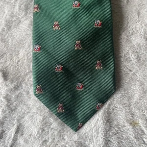Brooks Brothers Herrenkrawatte grün Santa Teddybär 100% Seide - Bild 1 von 6