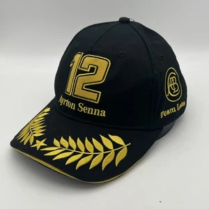 Ayrton Senna F1 Legend Team Lotus #12 Renault JPS Black Strapback Hat - Picture 1 of 9