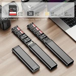 BUDI 40 Slots Memory Card Storage Stick microSD Full SD Nano-Sim Organizer Alloy - Picture 1 of 8