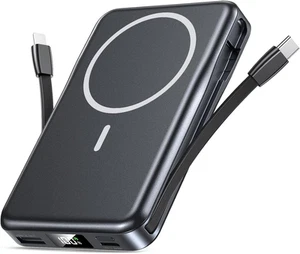 Magnetic Portable Charger, 5 in 1 Power Bank, 10000mAh Charger Black - Picture 1 of 7