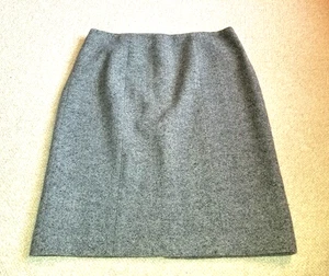 Falda Mujer-VALE-gris/negro tweed lana/seda forrada recta oficina clásica-8 - Imagen 1 de 5