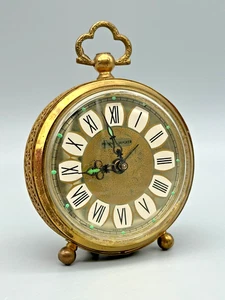 Reloj despertador de viaje Phinney-Walker vintage de latón hecho en Alemania 3" x 4"! - Imagen 1 de 8