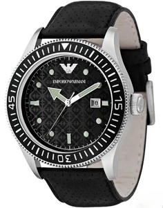 EMPORIO ARMANI HERREN KOLLEKTION SCHWARZE DETAIL GMT UHR AR0555 - Bild 1 von 1
