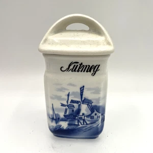 C.A.W. Germany INGE - Blue White Delft Style Windmill - Nutmeg Jar Container - Picture 1 of 11