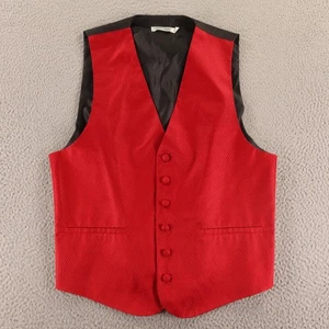 Pierre Cardin Vest Mens M 40R Red Black Dress Waistcoat Formal Tuxedo Prom - Picture 1 of 11