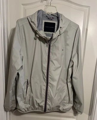Tommy Hilfiger 2XLSoft Shell Jacket Gray Logo&RedWhiteBlueOn CuffsPocketsZip - Image 1 of 4