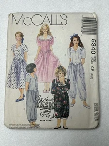 Vestido y mono vintage McCall's 5340 niñas talla 4,5,6 patrón de costura - Imagen 1 de 6