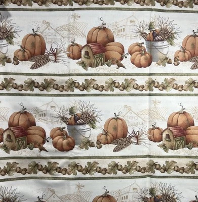 1-1/3 yd Maple Leaf Hill Cotton Quilt Fabric Maywood Studio Pumpkin Birdhouse - Image 1 of 4