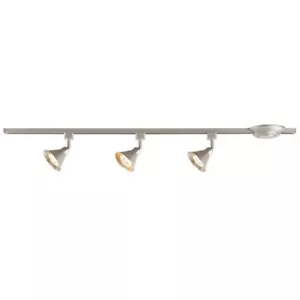 3-Light Hammered Brushed Steel Metal Shade Linear Track Lighting Kit - Picture 1 of 1