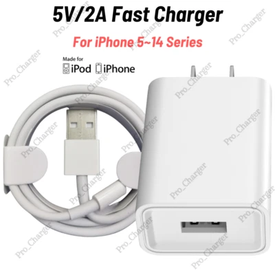 Cable de carga rápida bloque cargador de pared USB para iPhone 6 7 8 XR X XS 11 12 13 14 Foto 1 de 4