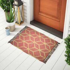 Jute Wool Small Door Mat Home Decor Geometric 2x3 Feet Reversible Dhurrie Rug