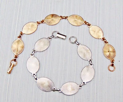 20 PULSERA en blanco/formas ~ 6 ALMOHADILLAS OVALADAS 20mm ~ 10 PLATA + 10 ORO ~ Cuentas de pegamento Foto 1 de 4