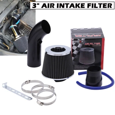 Aluminum Car Cold Air Intake Filter Induction Pipe Power Flow Hose System Set - Image 1 of 4