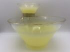 Vintage Mid Century Blendo Frosted Yellow Glass Chip & Dip Bowls 3 Piece Set MCM