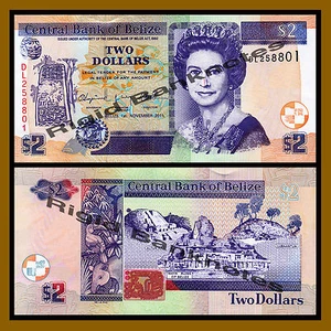 Belize 2 Dollars, 2011 P-66d Queen Elizabeth II Unc - Picture 1 of 1
