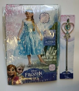 Disguise Girls Disney Frozen Elsa Halloween Costume S (4-6X) NEW w/ Wand - Picture 1 of 5