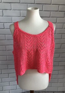 LF Hot Pink Crochet Sleeveless Top Womens One Size NEW NWT - Picture 1 of 4