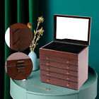 6 Layer Wooden Jewelry Storage Box Watches Necklace Case Cabinet with Drawers