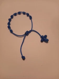 ++++ ROSENKRANZ ARMBAND GEKNOTET NYLONGARN/KORDEL - BLAU - Bild 1 von 1